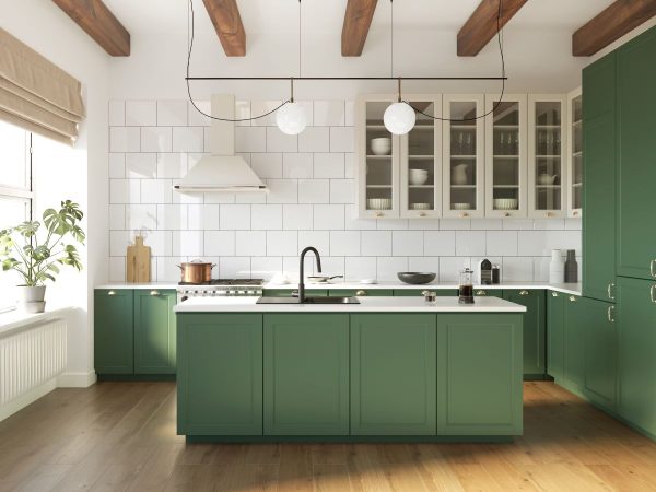 Green Kitchen Cabinets 1 600x450 